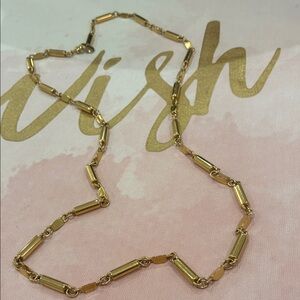 J. Crew Rich Gold Tone Trumpet Metal Beads Link Necklace